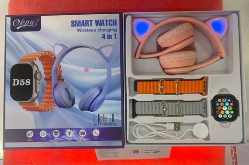 4-in-1 D58 Ultra Smart Watch -  Wireless Charging