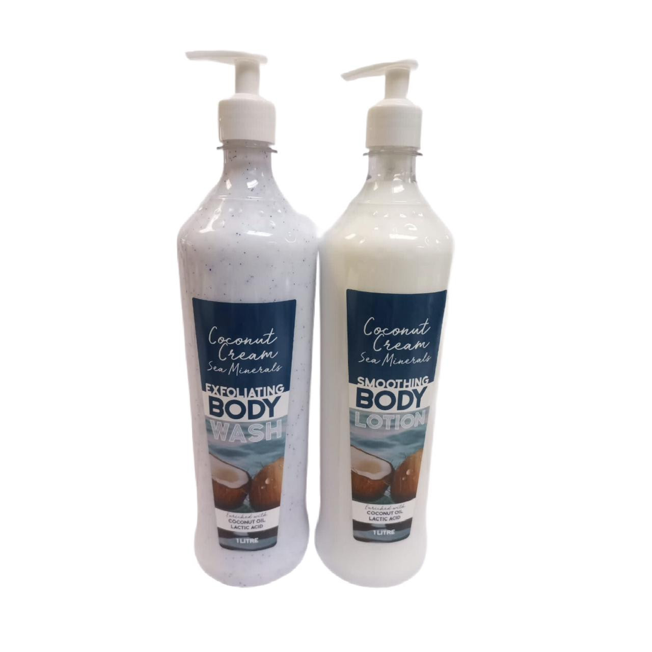 Coconut Cream - Sea Minerals Exfoliating Body Wash - Smoothing Body Lotion