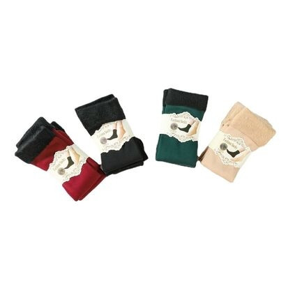 Women's Multicolour Winter Fleece lined Velvet Socks (4 Pack)